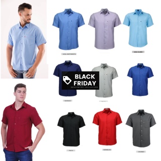 Camisa Social Masculina Amil Microleve Manga Curta Várias Cores do P ao Plus Size - Envio Imediato