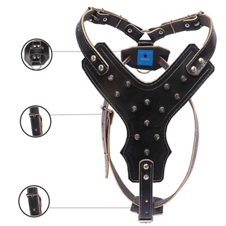 Peitoral Pet Luxo em Couro Legítimo Pitbull Rotweiller Retriever Spikes em Oferta na Shopee