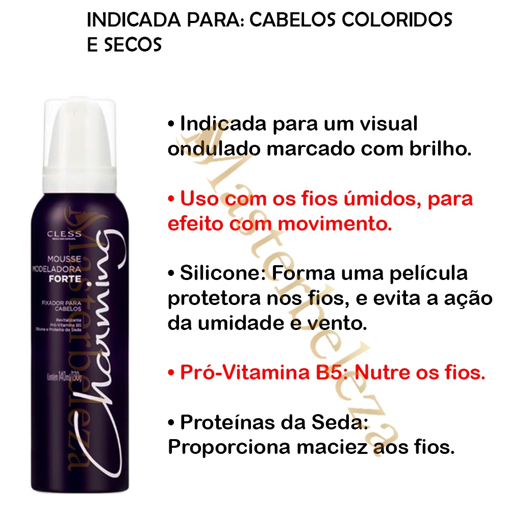 Mousse Modelador Charming Para Cabelo Uso Profissional e Doméstico Fixador Cless · foto 2