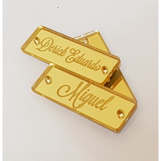 50 Medalhas tags retangular em acrílico espelhado - Escrita Personalizada Sem Desenho e Diversos Tamanhos em Oferta na Shopee