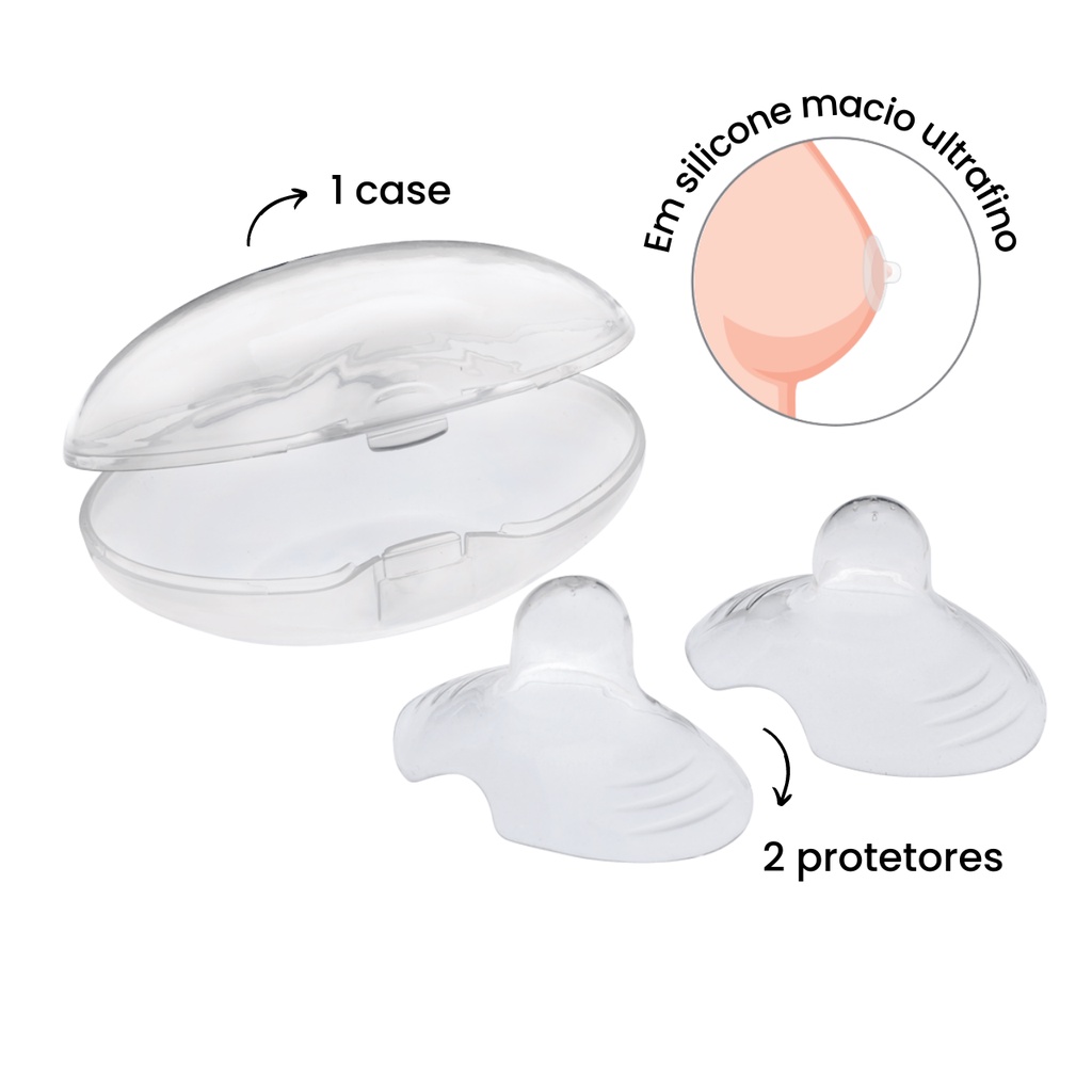 Kit Protetor de Silicone para Seios Proteger Mamilo Machucado Bico Seio Peito Bico Intermediário Silicone Estojo Buba