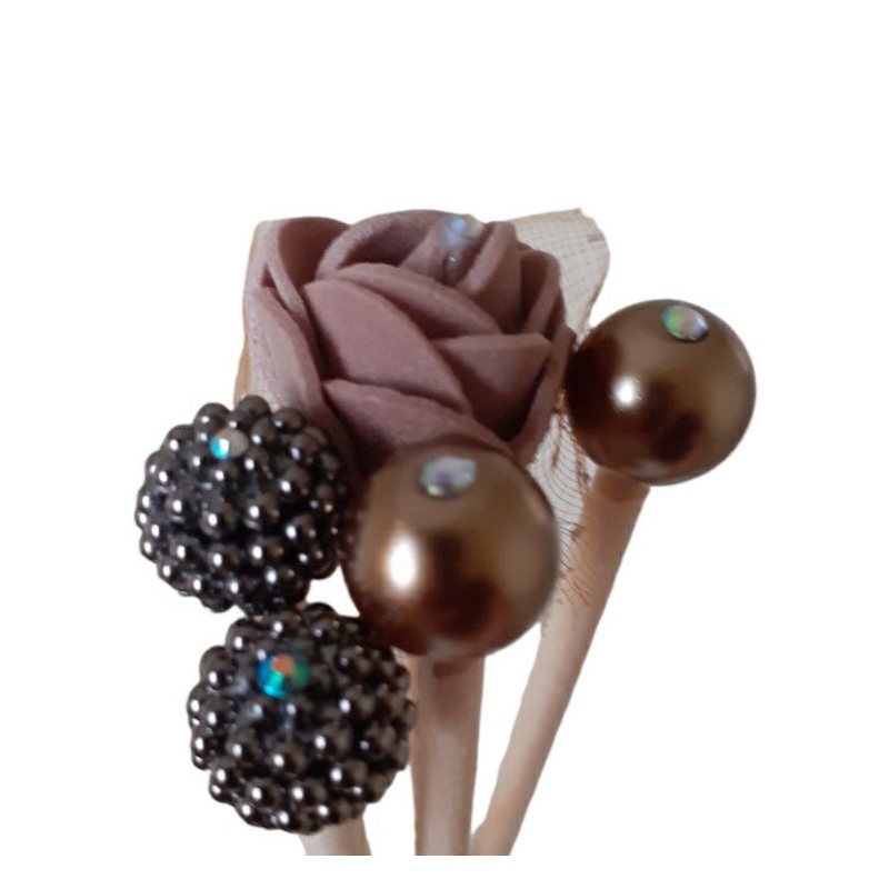 kit 5 varetas decoradas 20 cm bola bolinha flor para difusor de varetas 1 com flor 2 craqueladas 2 lisas todas com stras