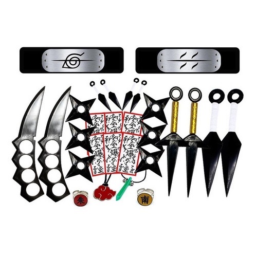 Kit Kunai Naruto Anel Shuriken Bandana Cosplay Kisame Top