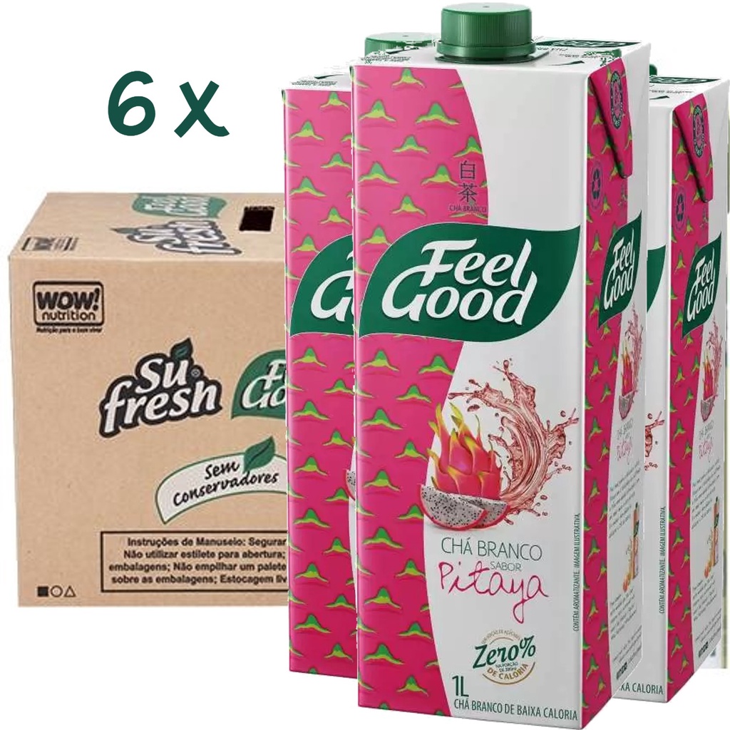 6x Chá Branco com Pitaya FEEL GOOD 1 Litro