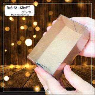 10~50  Caixas Embalagem Para Doces Com Visor em  Acetato KRAFT 10x6x3 - Ref. 22 ( Chocobraz )// em Oferta na Shopee