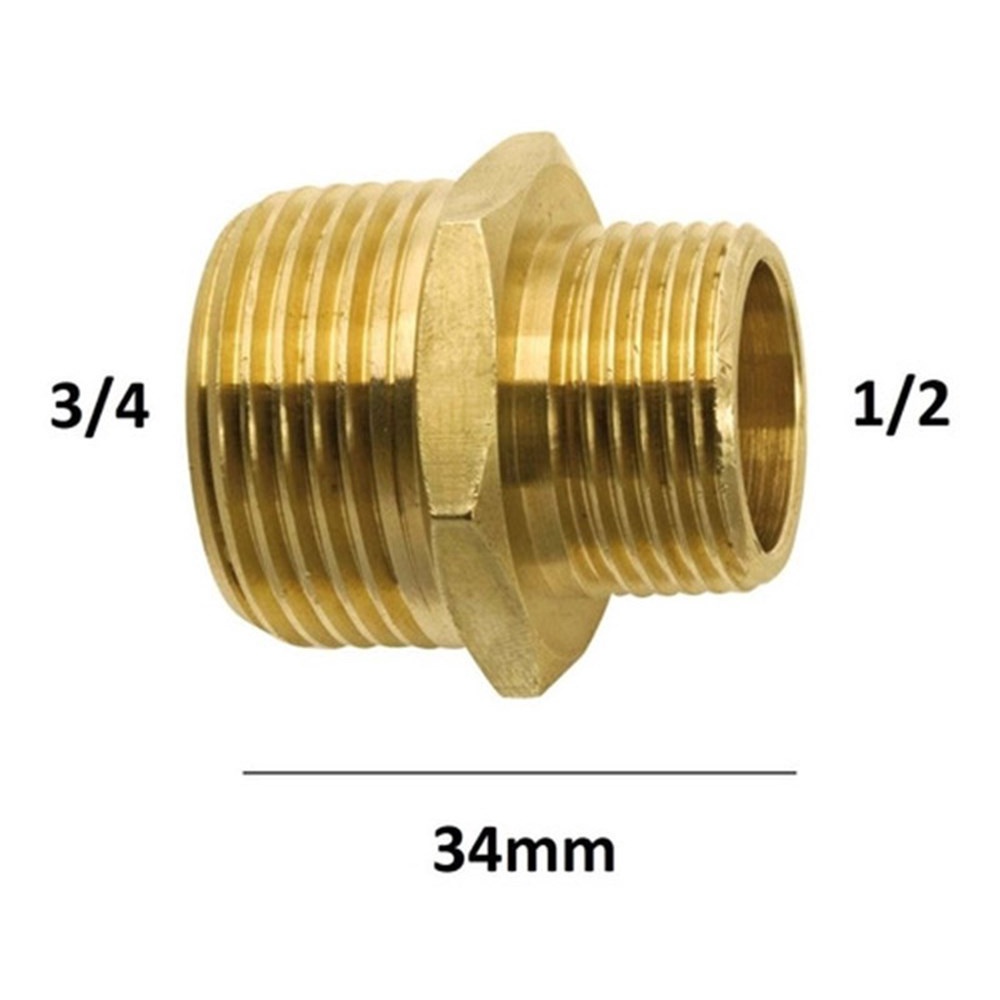 Adaptador maquina lavar Niple Adaptador Nipel Bronze Latão 3/4 x 1/2 p/ Maquina de Lavar