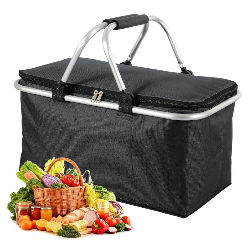 Cesta Térmica Picnic Piquenique Dobrável Cooler Praia Lanche Bolsa Grande Camping Bebidas 30 Litros
