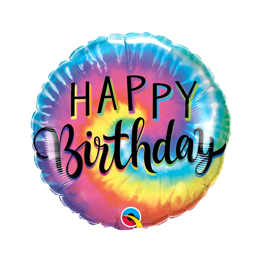 Balão de Festa - Happy Birthday Tie Dye - 18" 45cm - 01 Unidade - Qualatex