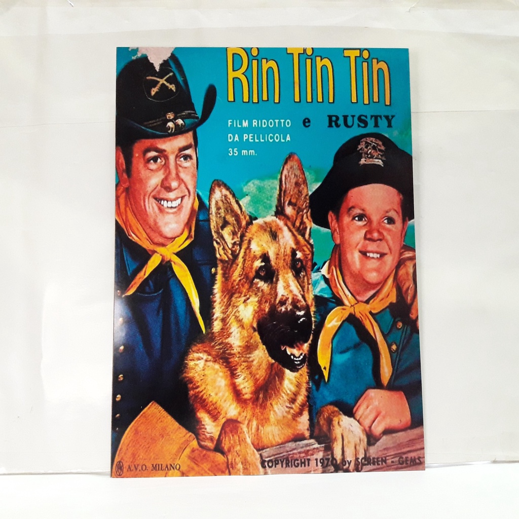 Quadro Sem Moldura Em Forma de Poster do Filme Clássico Seriado Rin Tin Tin  e Cabo Rusty Faroeste Velho Oeste Tamanho A3