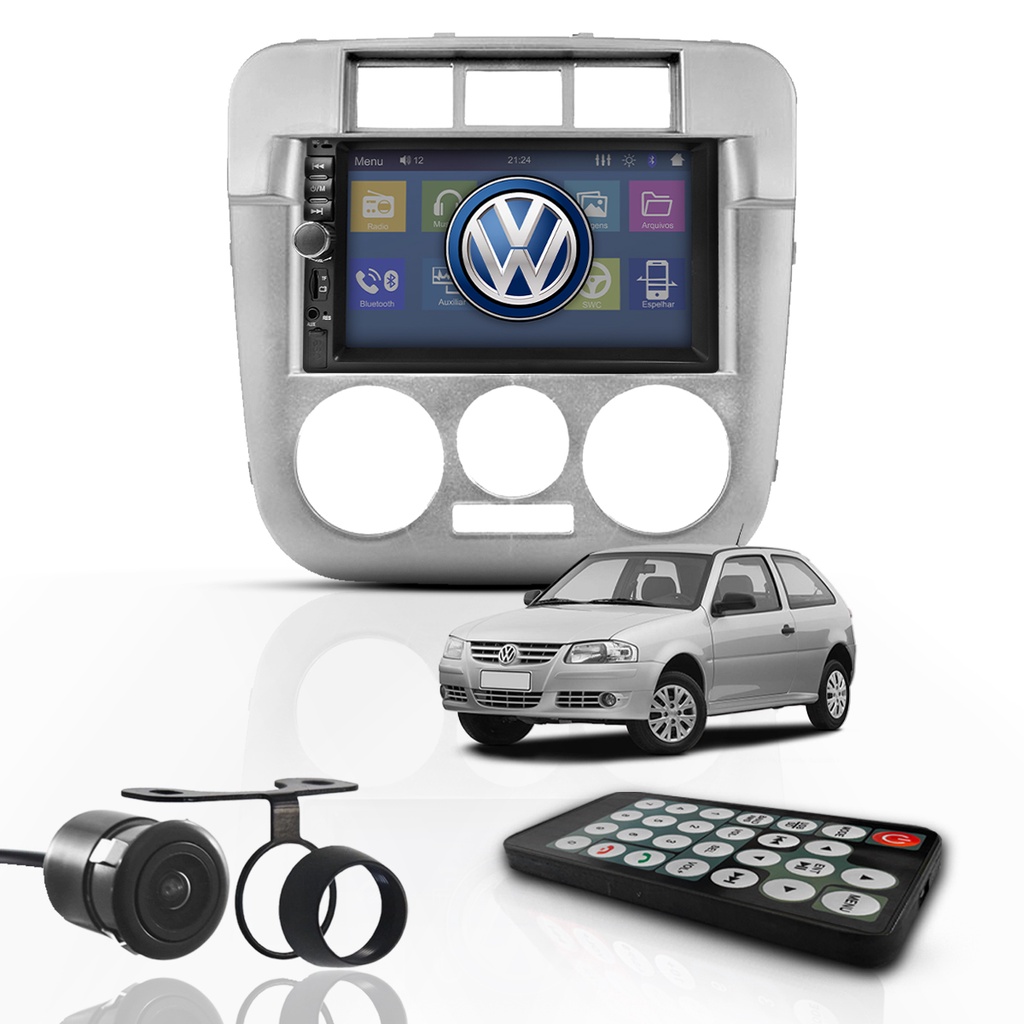 Kit Central Multimídia Mp5 7" 2 Din Bt Espelha Dvd Vw Gol G4 - Spare Parts and Accessories for Vehicles