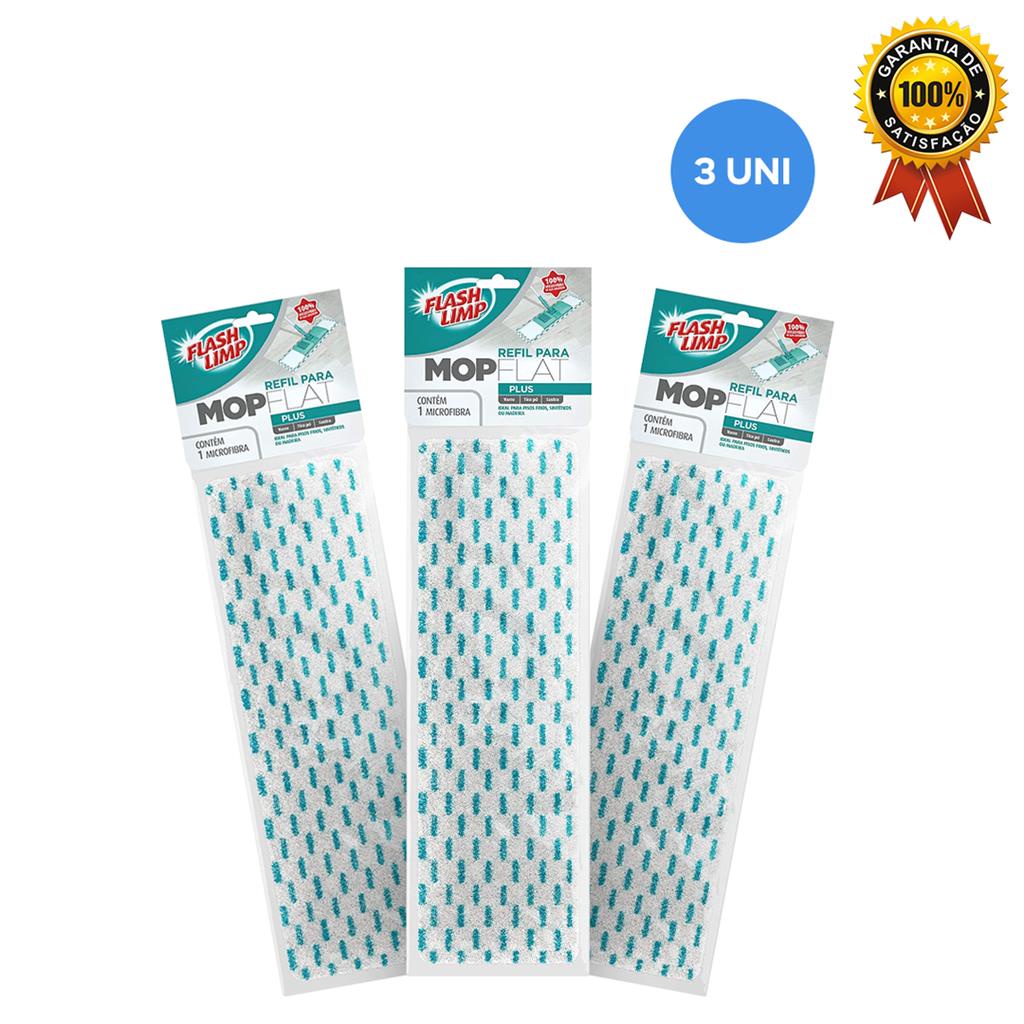 Refil Para Mop Flat Plus Kit 3 Uni RMOP6125 Flash Limp - Home & Living