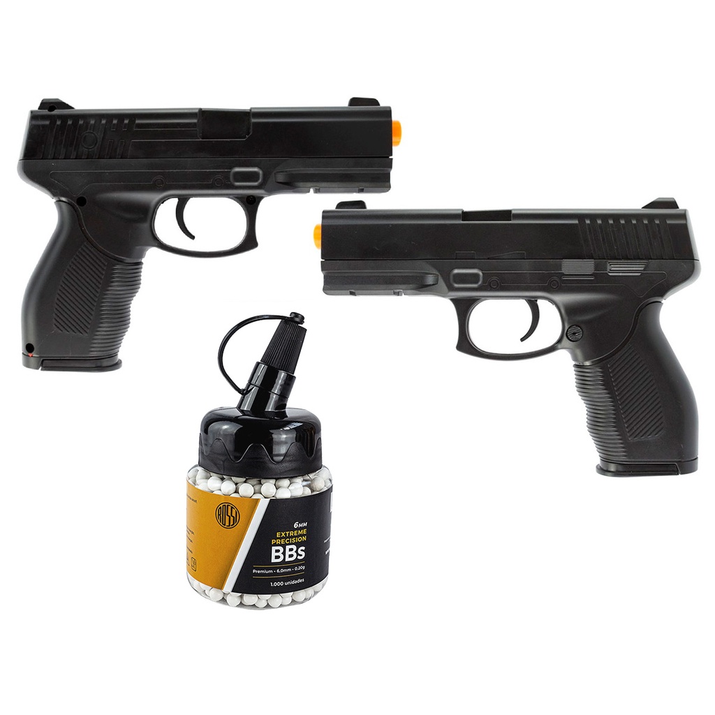 Kit 2 Pistolas de Airsoft Taurus 24/7 Spring Vigor 6mm com 1000 BBs