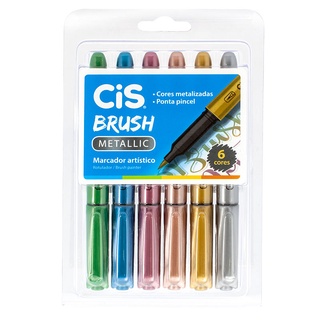 Caneta pincel Brush Metálico com 6 cores Cis