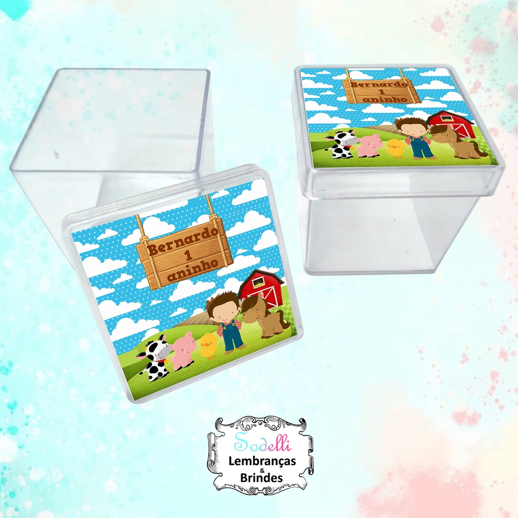 Lembrancinhas Fazendinha - 30 | 20 | 10 Caixinhas Acrílicas Personalizadas