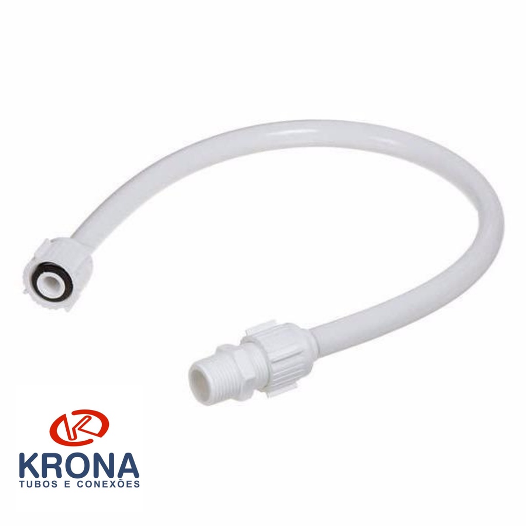 Engate Rabicho Mangueirinha PVC Plástico branco Krona p/ pias lavatórios cubas