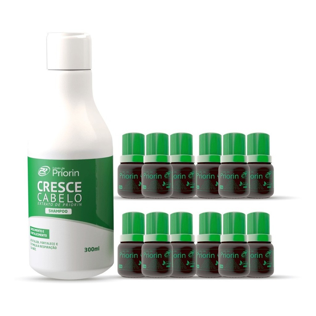 Cresce Pelo Extrato De Priorin Kit Com 12 Tônicos Capilar Cresce Cabelo