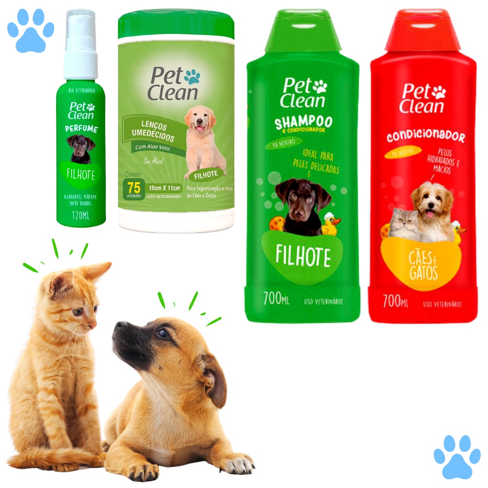 Kit Higiene para Cachorro e Gato Filhotes - Pet Clean | Shopee Brasil