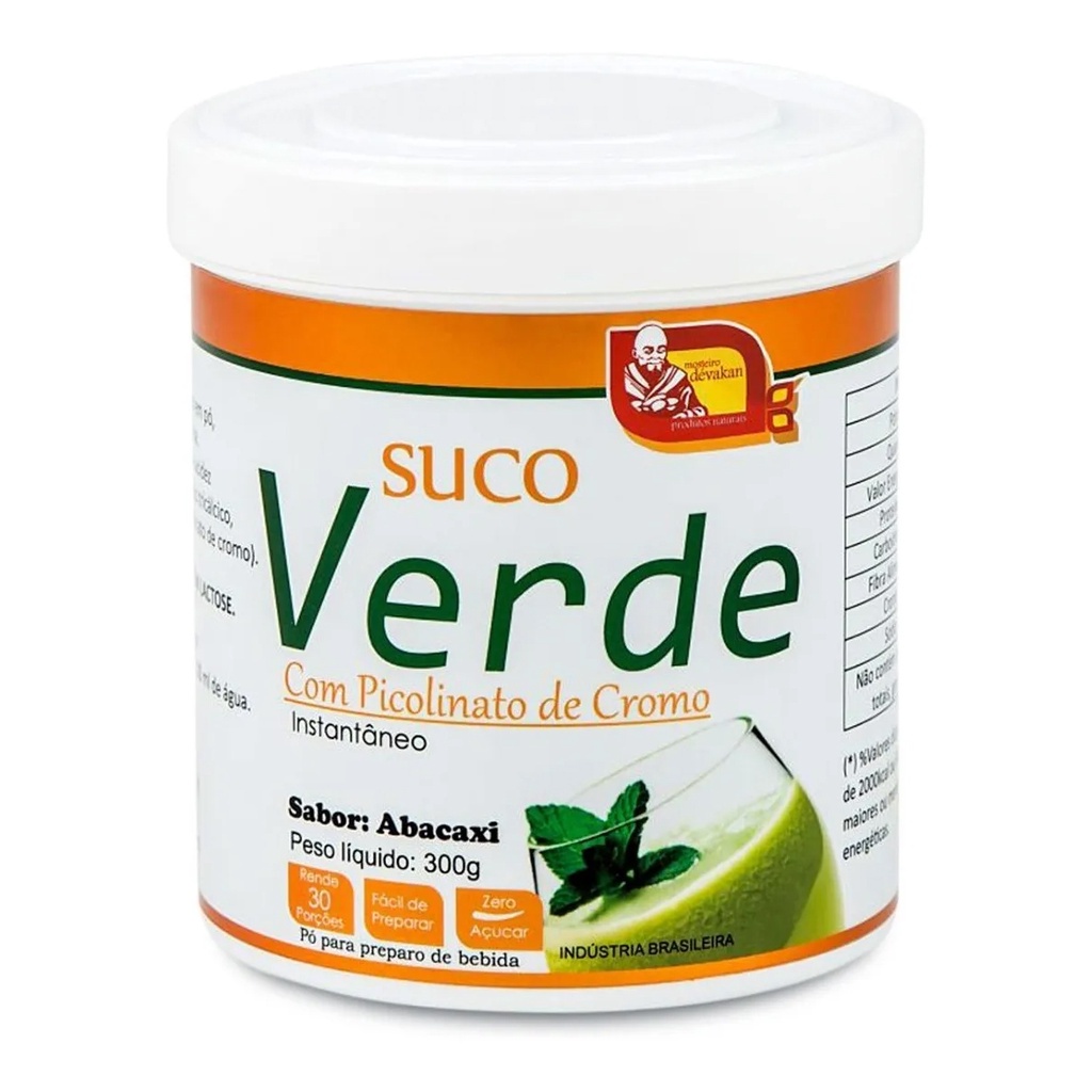 Suco Verde para dieta com Picolinato De Cromo para Detox Sabor Abacaxi.