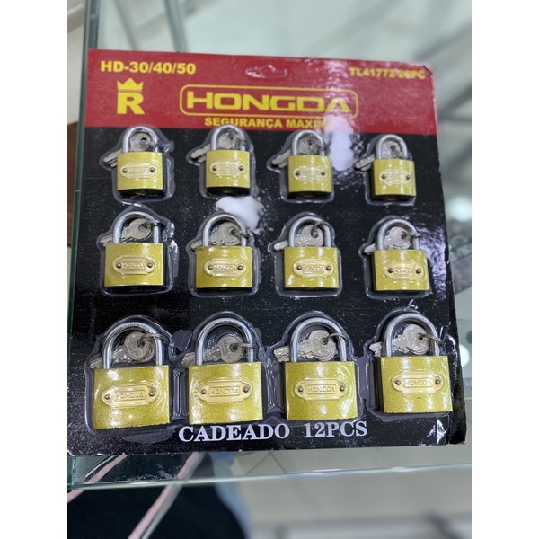 Cartela de Cadeado 30-40-50 Variados Tamanhos c/12 PCS em Oferta na Shopee