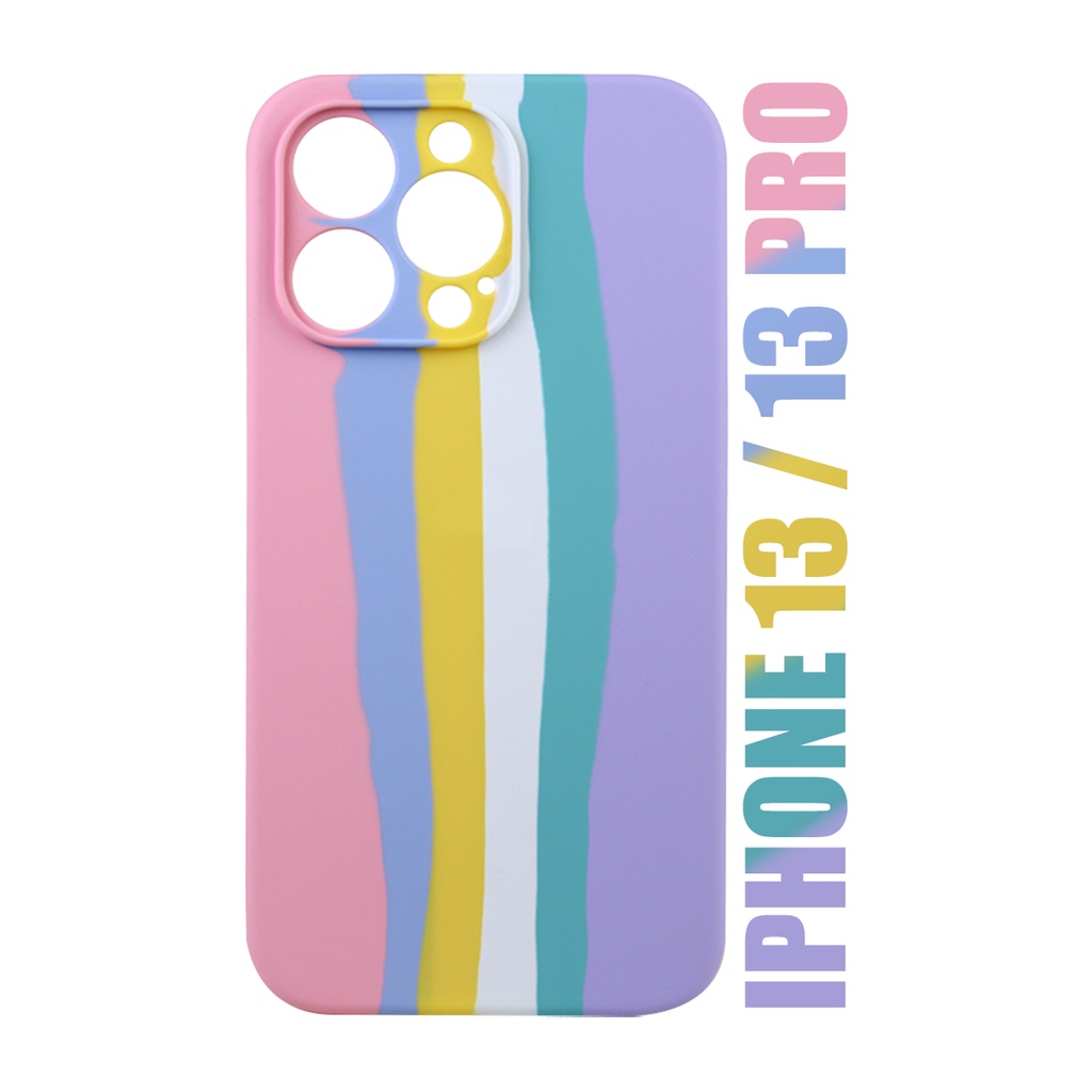 Case Capinha case aveludada Arco Iris Candy LGBT Algodão Doce Compatível IPhone 13 Pro tela 6.1