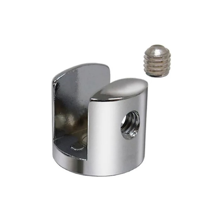 Suporte Fenda U Cromado 10mm Prateleira Vidro 16 unid + bucha e paraf