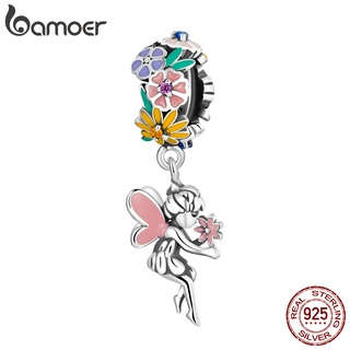 Bamoer Pingente De Prata 925 Flor/Fada/Acessório BSC592