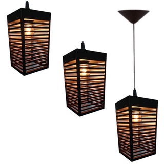 03 Pendente Luminária De Teto Tóquio Retangular De Madeira Preto - 3tqp em Oferta na Shopee