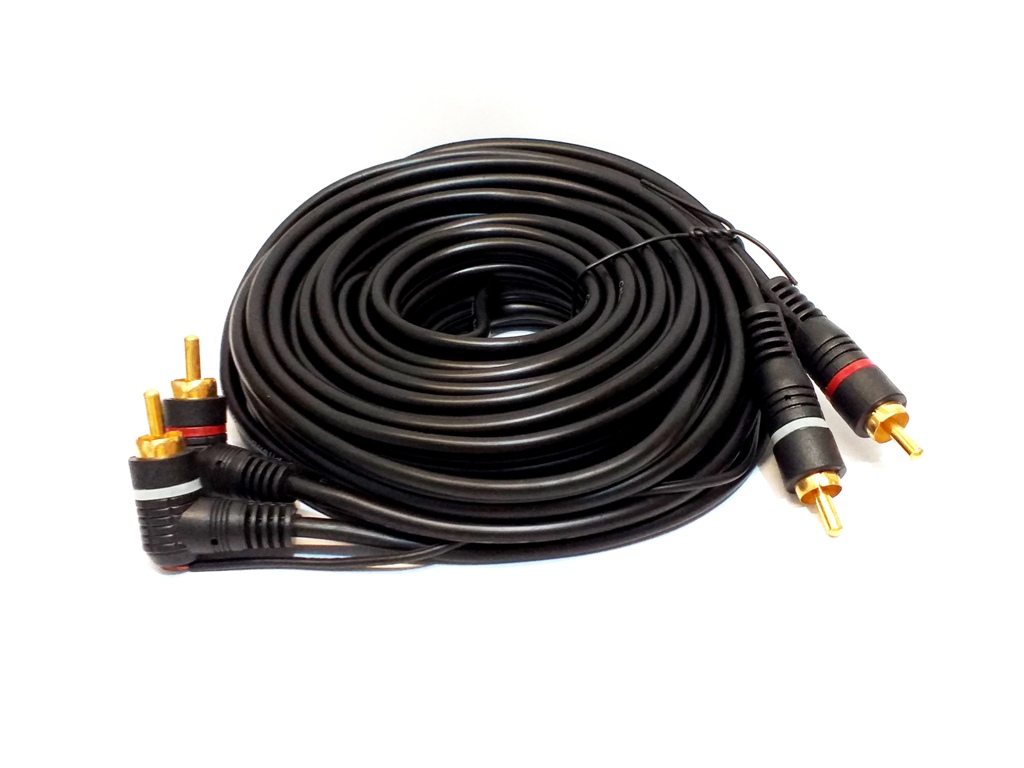 Cabo Rca 5 Metros Com fio Remoto 4 Pontas RCA Banhado A Ouro Mono Blindagem Som Automotivo