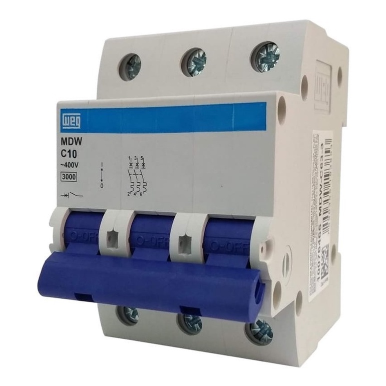 Disjuntor Tripolar De 40a Curva C - Mdw-c40-3 Weg