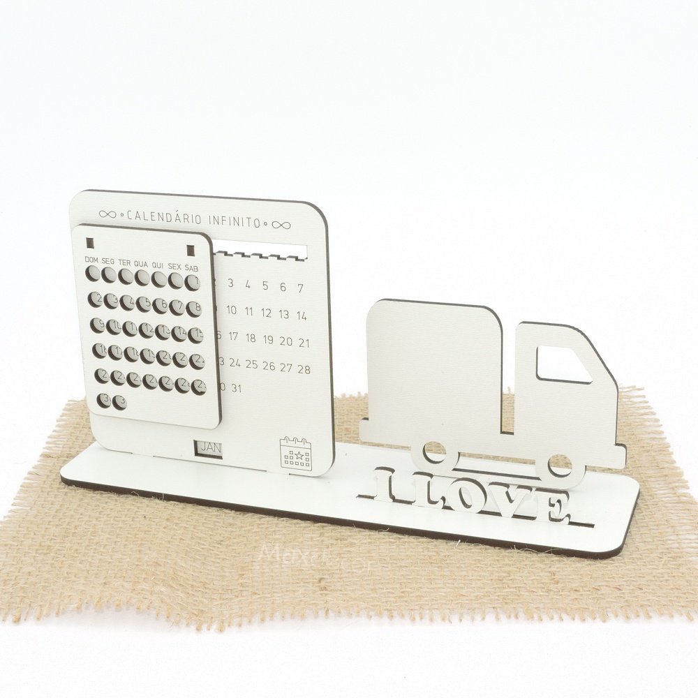 5 Calendário Infinito Personalizado Mdf Branco - Caminhão