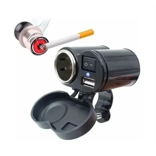 Tomada Usb P/ Moto Carregador Celular Gps Acendedor Cigarro