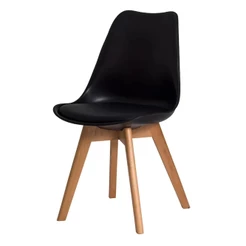 Cadeira de Jantar Com Assento Estofado para Cozinha Mesa Charles Eames Saarinen Leda Madeira Preta