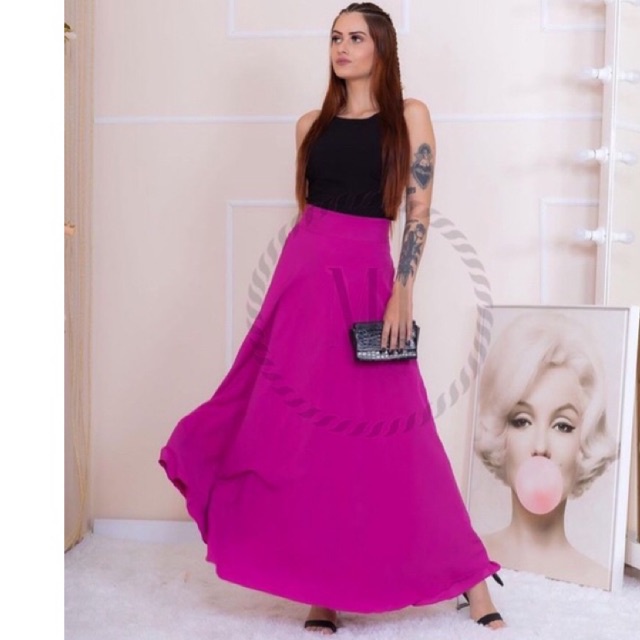 Saia Longa Envelope varias cores e estampas veste 36/46 *LEIA A DESCRIÇÃO