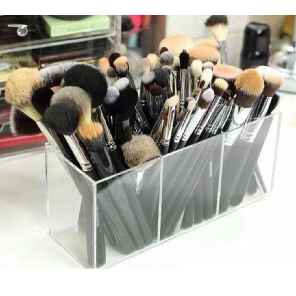 Porta Pincel de Maquiagem em Acrílico Transparente Organizador Cosméticos