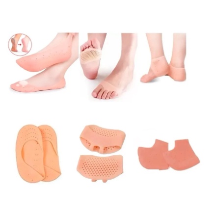 Kit com 3 Pares de Palmilhas para Pés Calcanhar e Dedos Meias de Silicone Pés Saúde Oferta