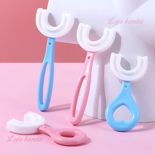 Escova de dentes em forma de U de 360 graus para crianças, bebê infantil 2-6-12 anos, Escova macia em forma de U para crianças em Oferta na Shopee