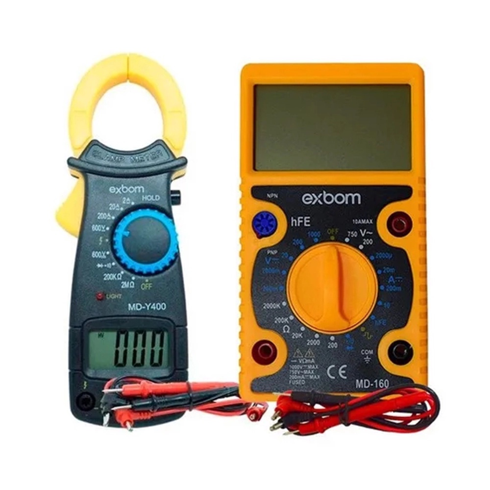 Kit Multímetro Digital E Alicate Amperímetro Exbom Tensão | Shopee Brasil