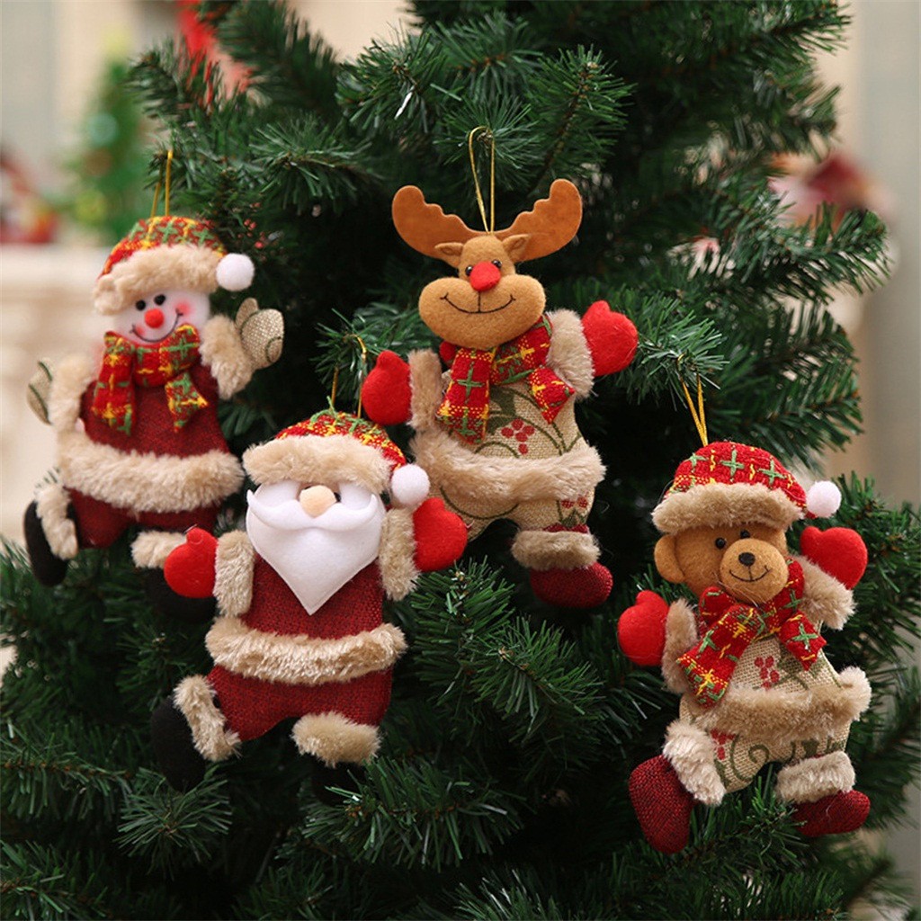 Kit 4 Enfeites de natal árvore natalina decoração / Decoração De Natal /  Papai Noel / Boneco De Neve Para Decoração De Casa | Shopee Brasil