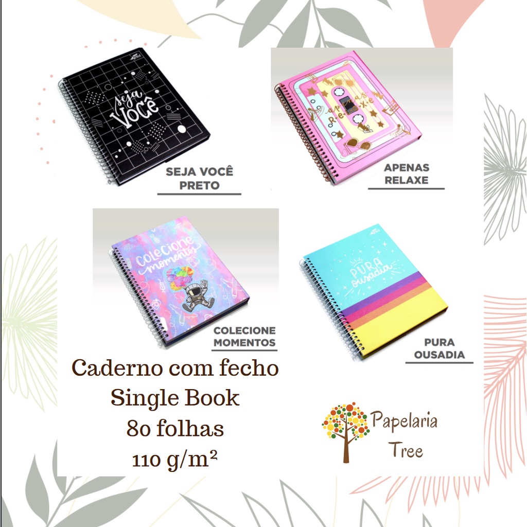 Caderno Capa Dura Com Velcro Single Book 80 Folhas Merci Shopee Brasil 4983