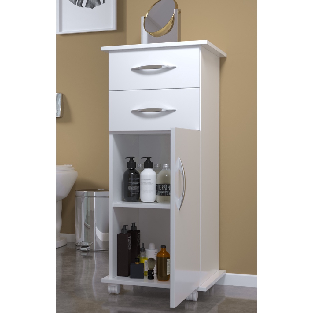 Armário Móvel 1 Porta 2 gavetas p/ Utensílios Preto/Branco em Oferta na Shopee