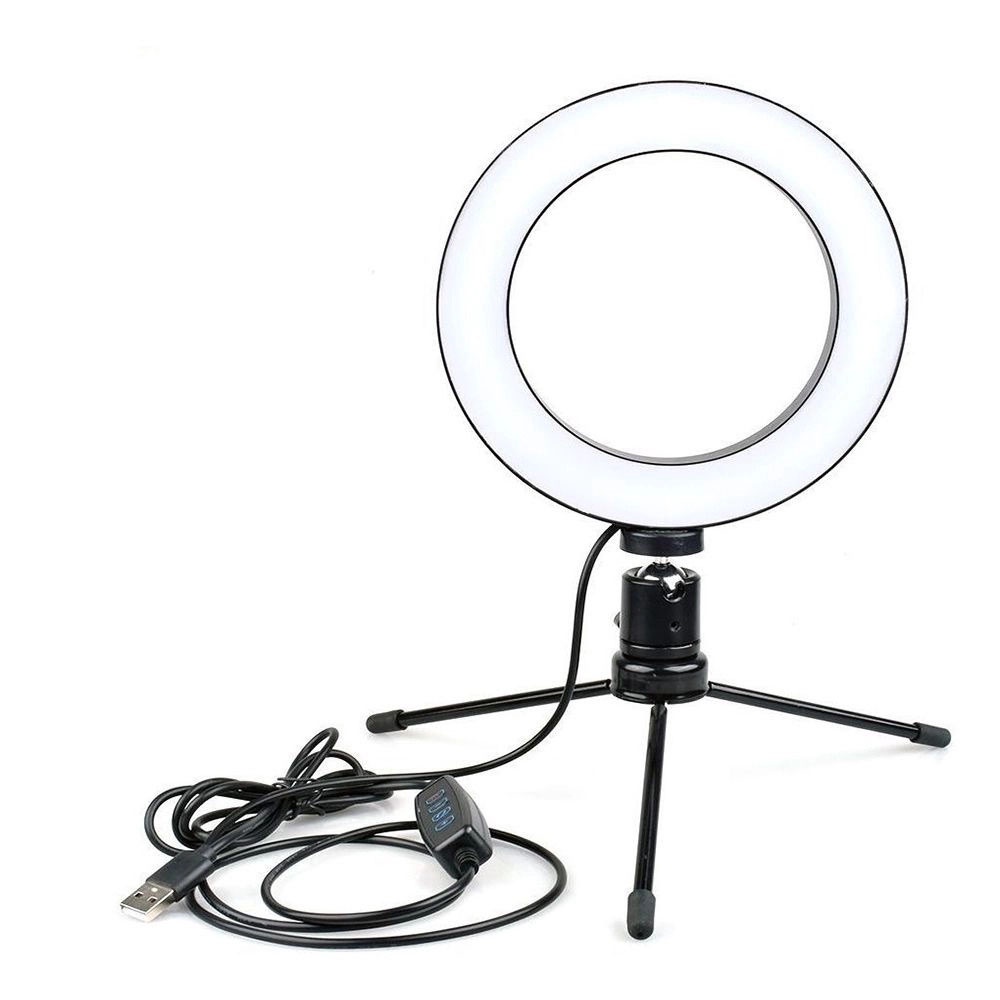 Iluminador De Led Com Tripe Ring Light Usb 16cm 3500k 6000k