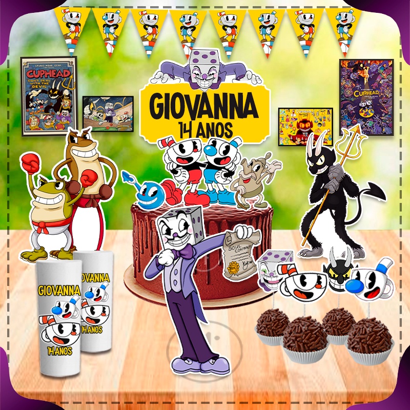 Cuphead Jogo Vídeo Game Xicrinho e Caneco Desenho Netflix Kit Festa em ...