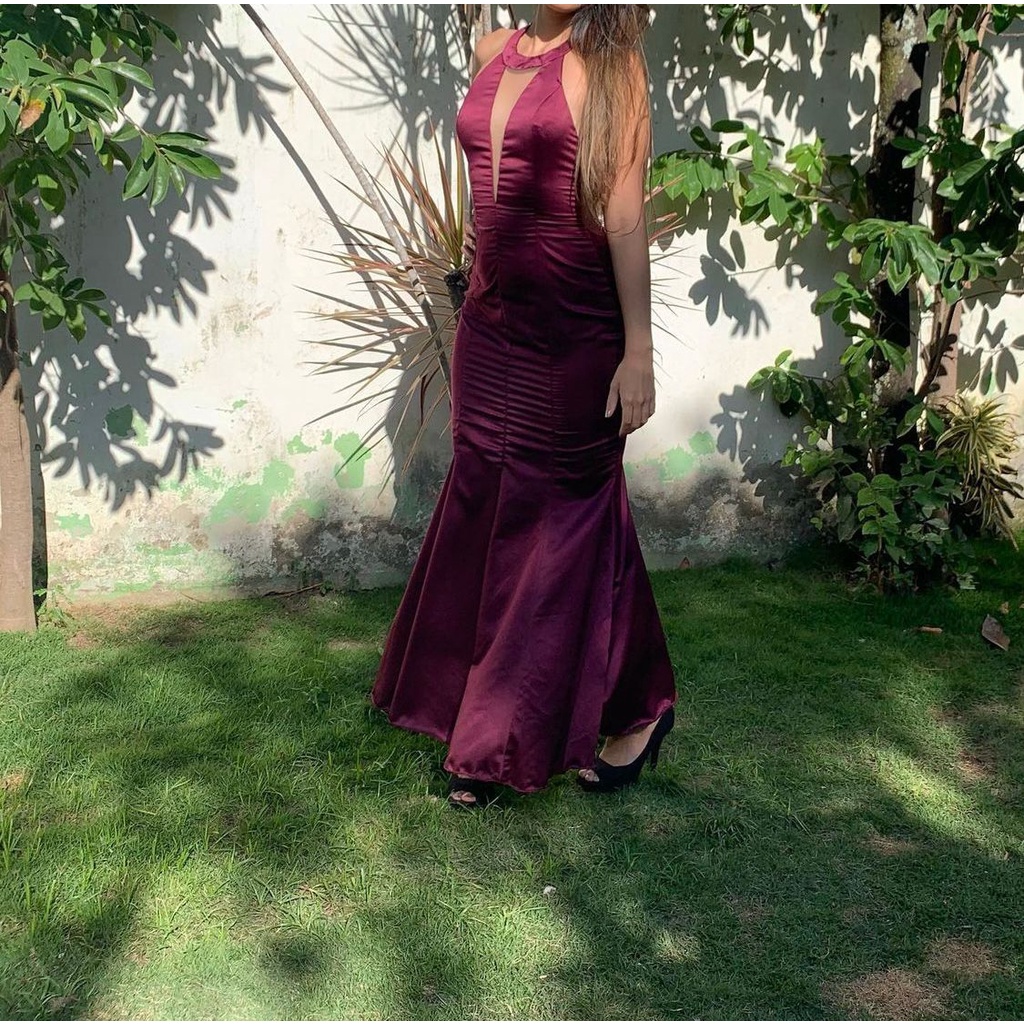 Vestido De Festa Longo Sereia Marsala Shopee Brasil