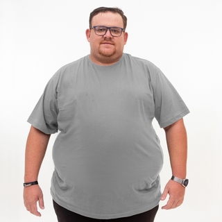 Camiseta Básica 100% Algodão 30.1 Tamanho Extra Grande Plus Size G1 G2 G3 G4 G5 - Cinza