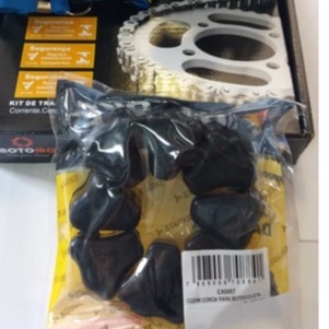Kit Relação Transmissão CG 150 TITAN Combo + Lona + Coxim Coroa + Óleo Motor 20W50 Mineral (1 litro)
