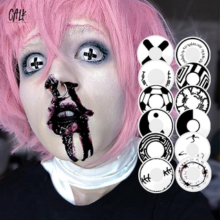 1 Par De Lentes De Conta De Cosplay Preto E Branca