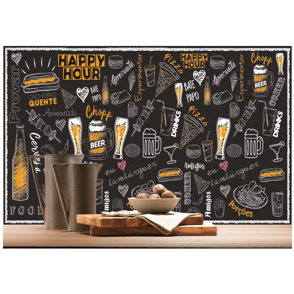 Adesivo Lousa Já Colorida Cozinha Bar Papel De Parede Cerveja Lanche M133