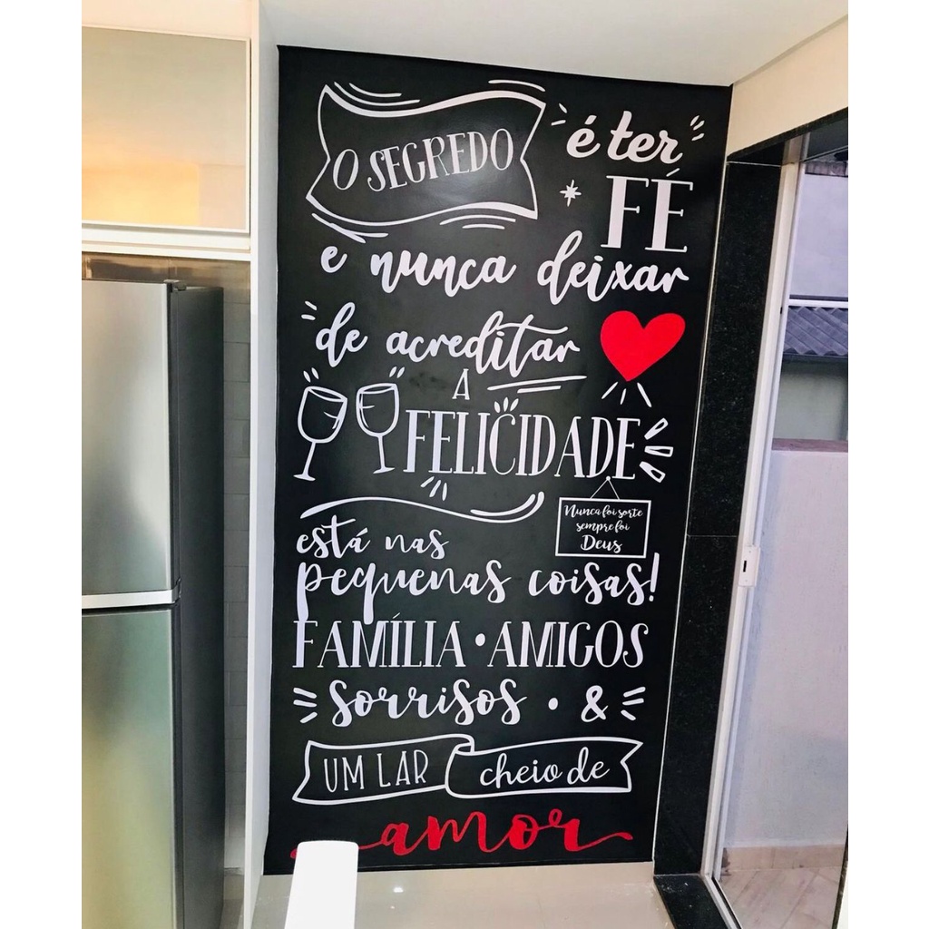 Papel de parede adesivo letras frases amor cozinha sala 1,00m x 2,50m