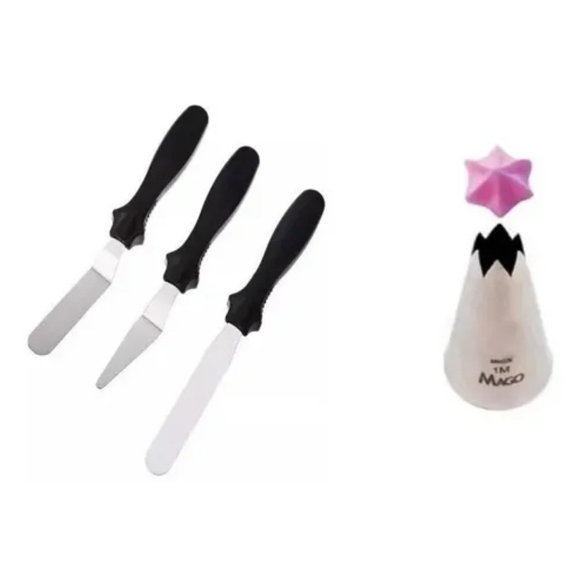 Kit Bico 1m Mago Sem Emenda + 3 Espátulas De Ganachear