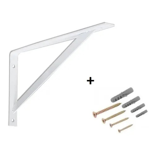 Kit 6 Suporte Prateleira Mão Francesa Cantoneira 40cm + parafusos C Bucha 8mm